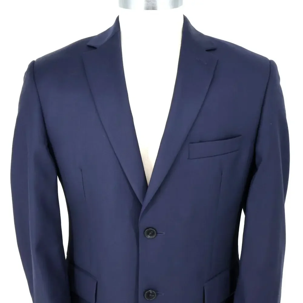 Jos A Bank Traveler Sport Coat Mens 42S Blue Wool Lined Blazer Jacket Preppy